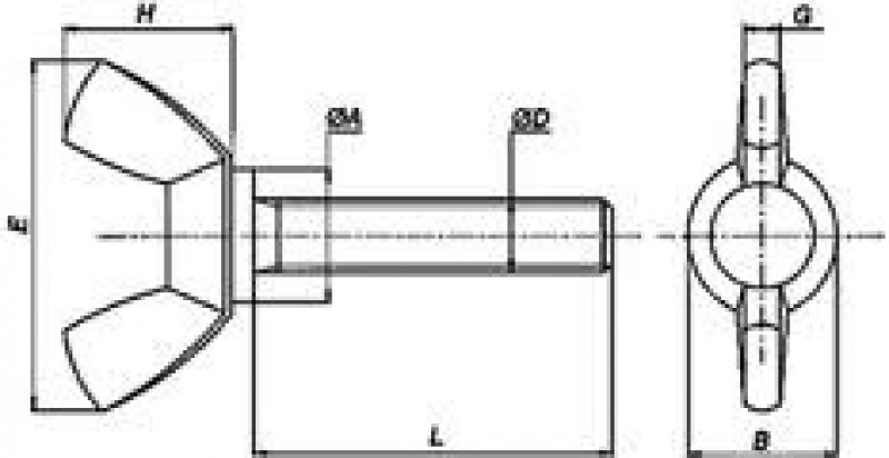 Śruba motylkowa DIN316 schemat